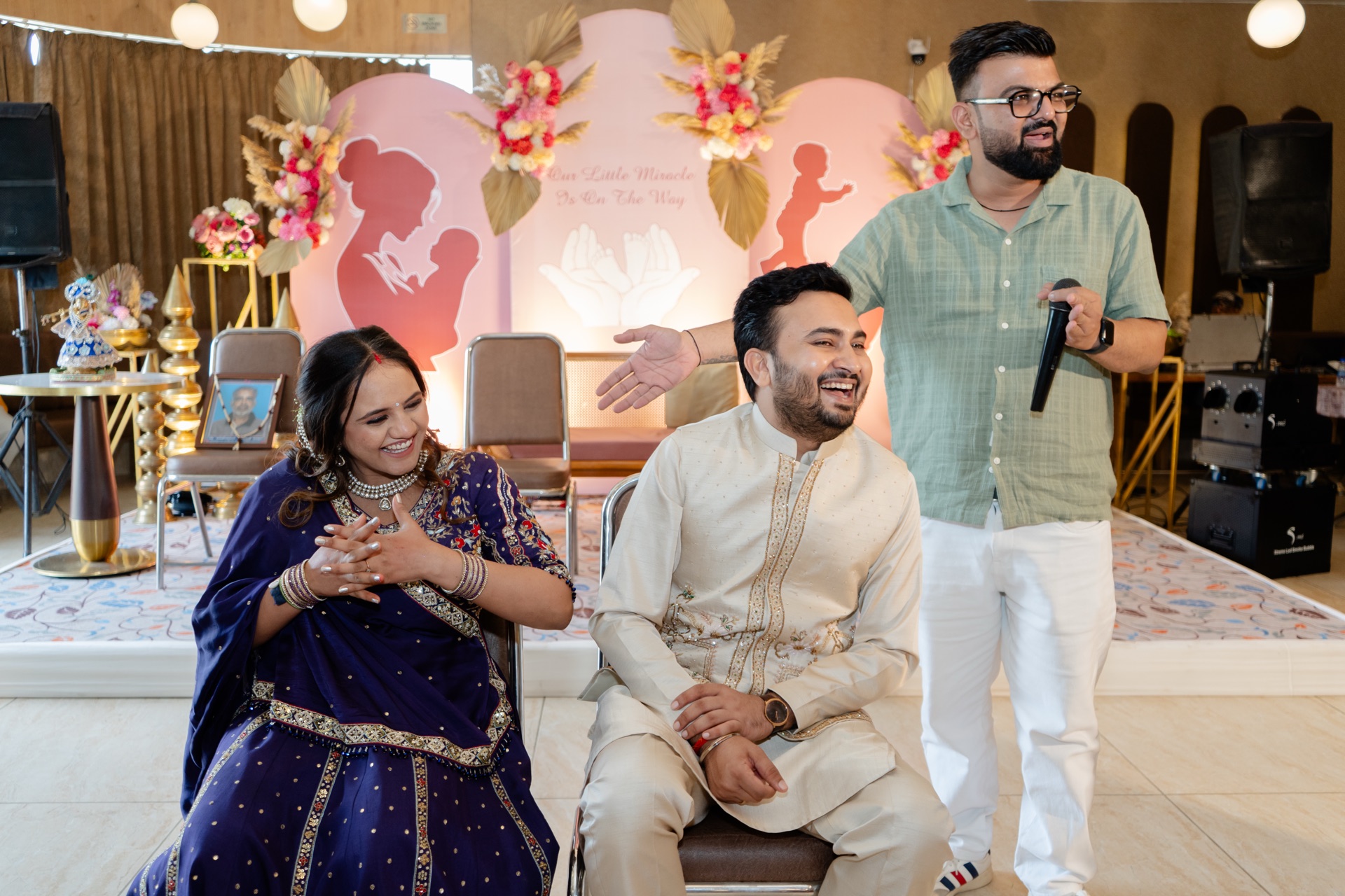 Joyful family blessing moment